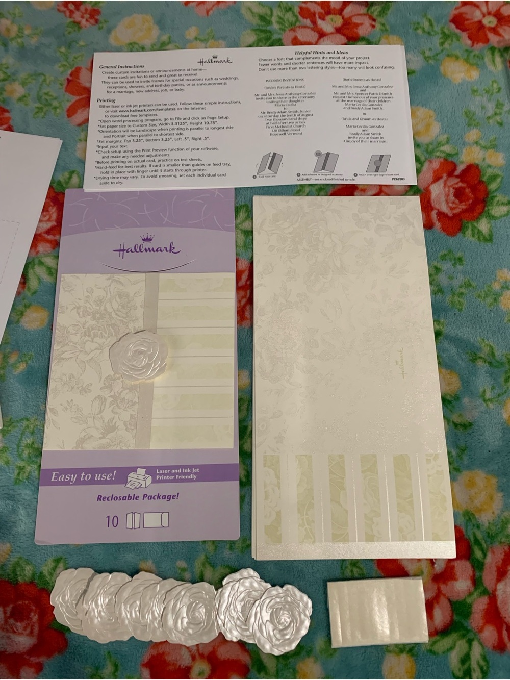 Hallmark Printable Invitations With Flower Seal & Matching Envelopes 80 Count